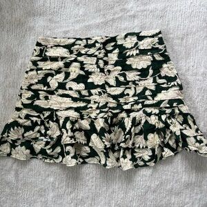 Zara Green and Cream Floral Skirt